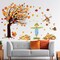 Fall Maple Leaves Wall Decals Autumn Pumpkin Scarecrow Wall Stickers